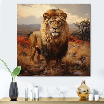 Lions Savannah horizon - Lion Canvas Wall Art